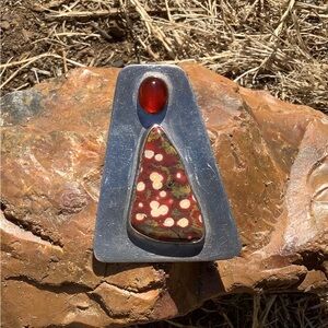 Modernist Brooch Guadalupe Poppy Jasper